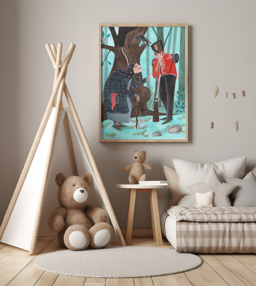 Fairy tale soldier and the witch - Art Print by Caroline Bonne Müller