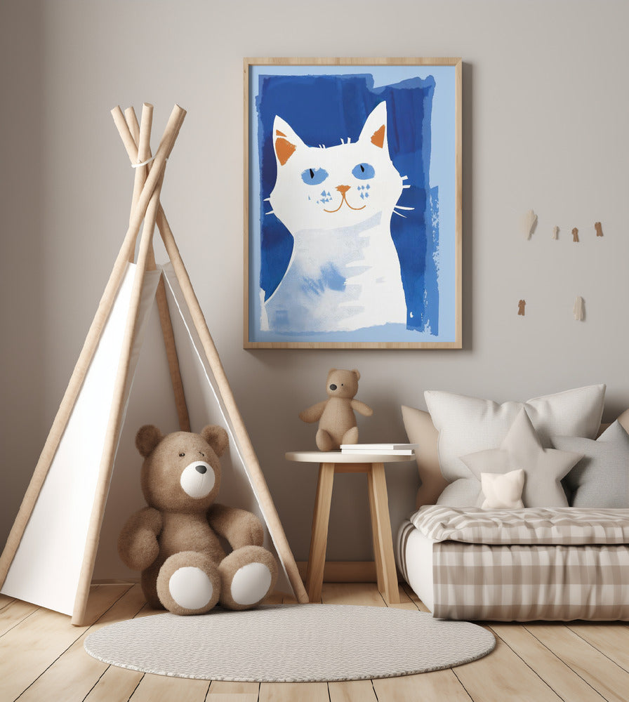 Cat In Blue - Art Print by Andreas Magnusson