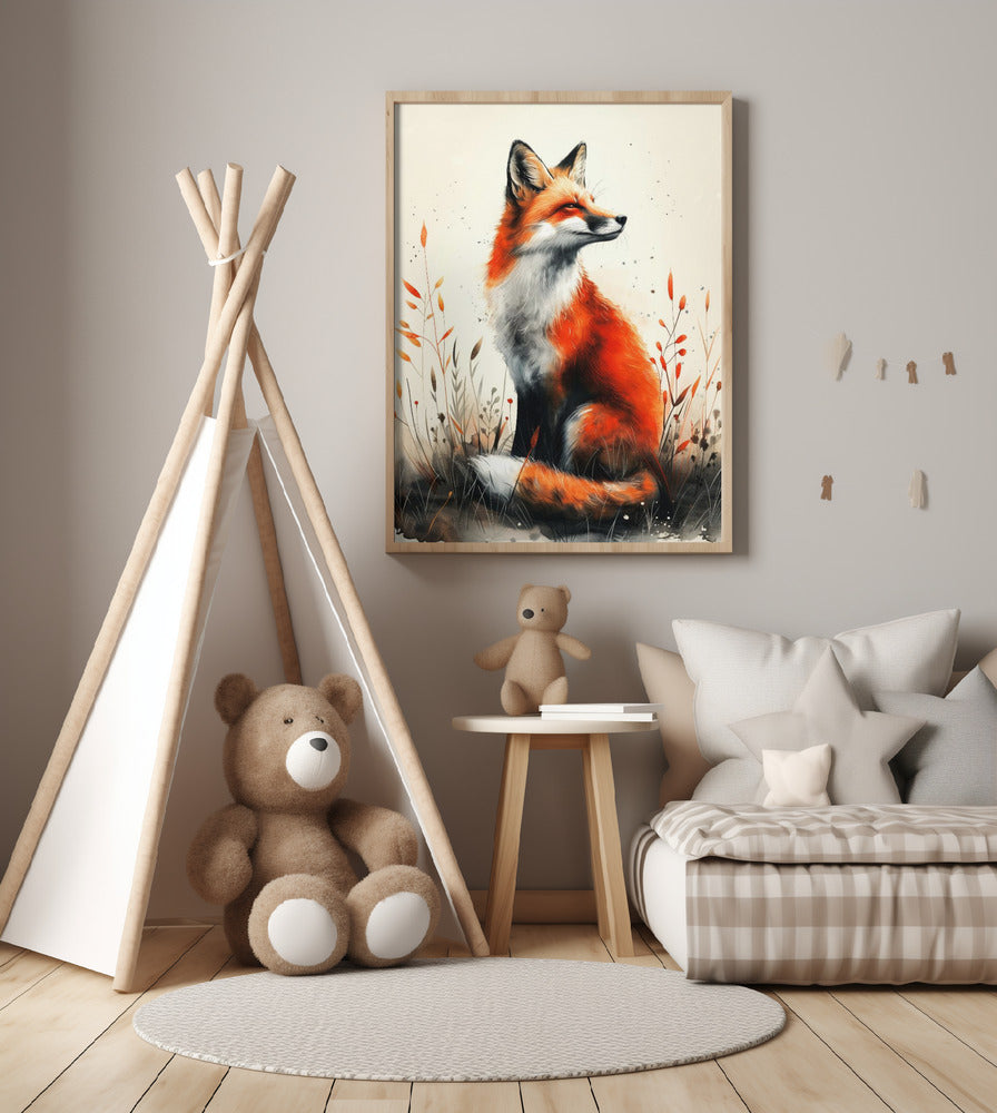Animal watercolor art Fox 21 - Art Print by Justyna Jaszke