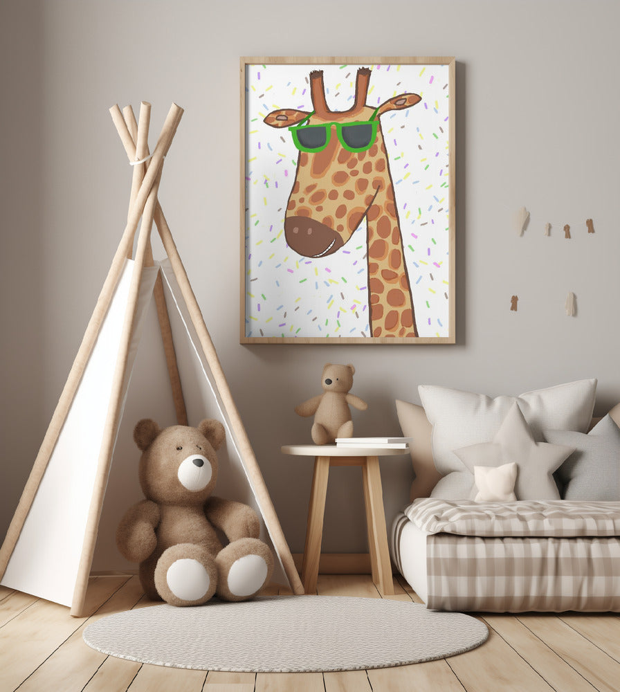 Funny Giraffe Wearing Glasses with Sprinkles by Carla Daly - Art Print by Carla Daly