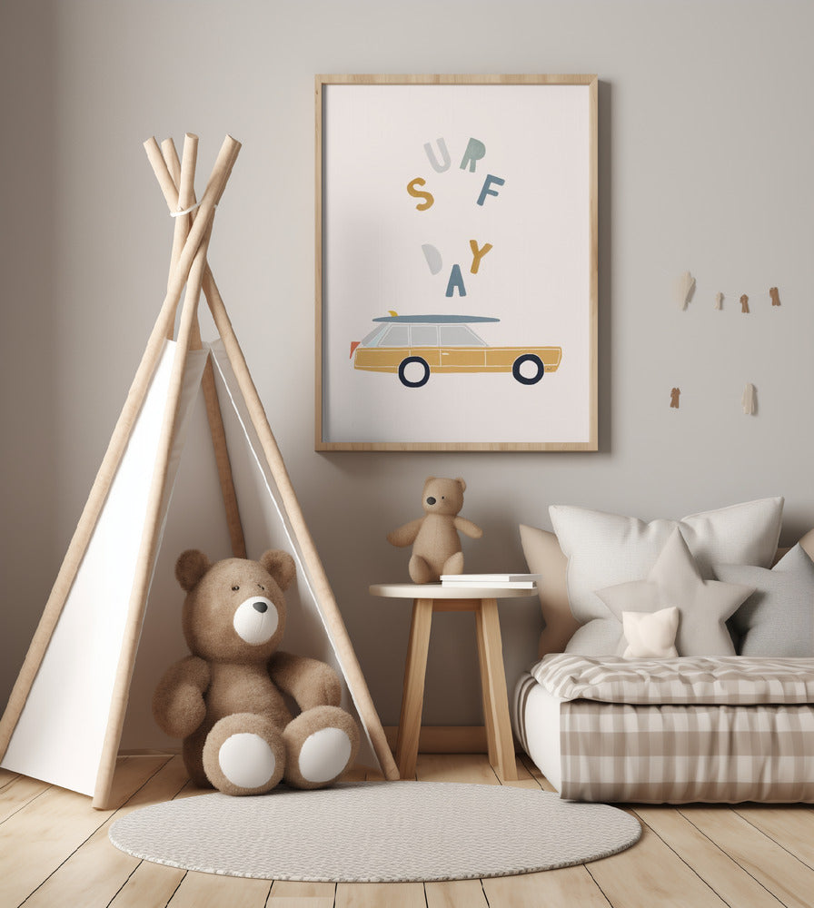 Surfing Retro Car - Art Print by Menina Lisboa