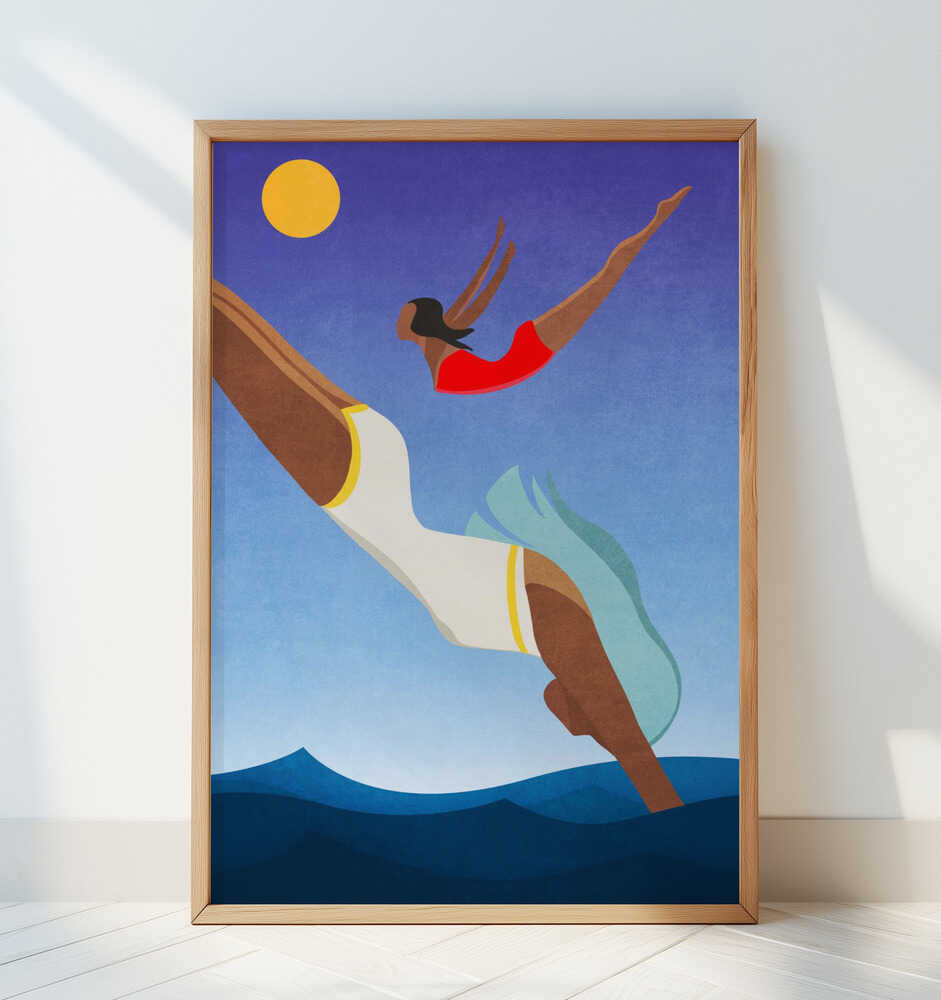 Graceful Dive - Art Print by Emel Tunaboylu