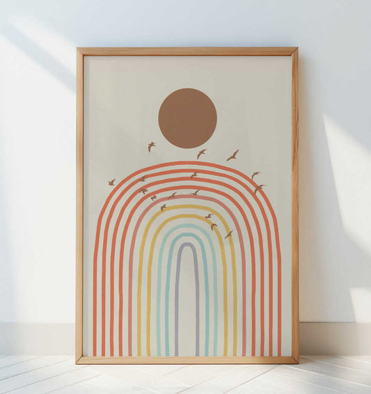 Stylized Rainbow With Layered Pastel - Art Print by Little Dean