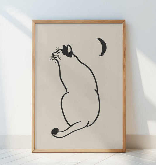 Line Art Cat Drawing 4 - Art Print by Little Dean