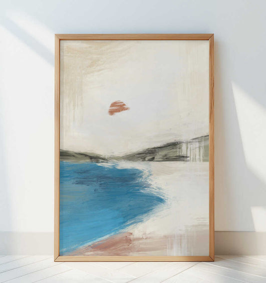 Landscape Painting with a Serene Beach - Art Print by Little Dean