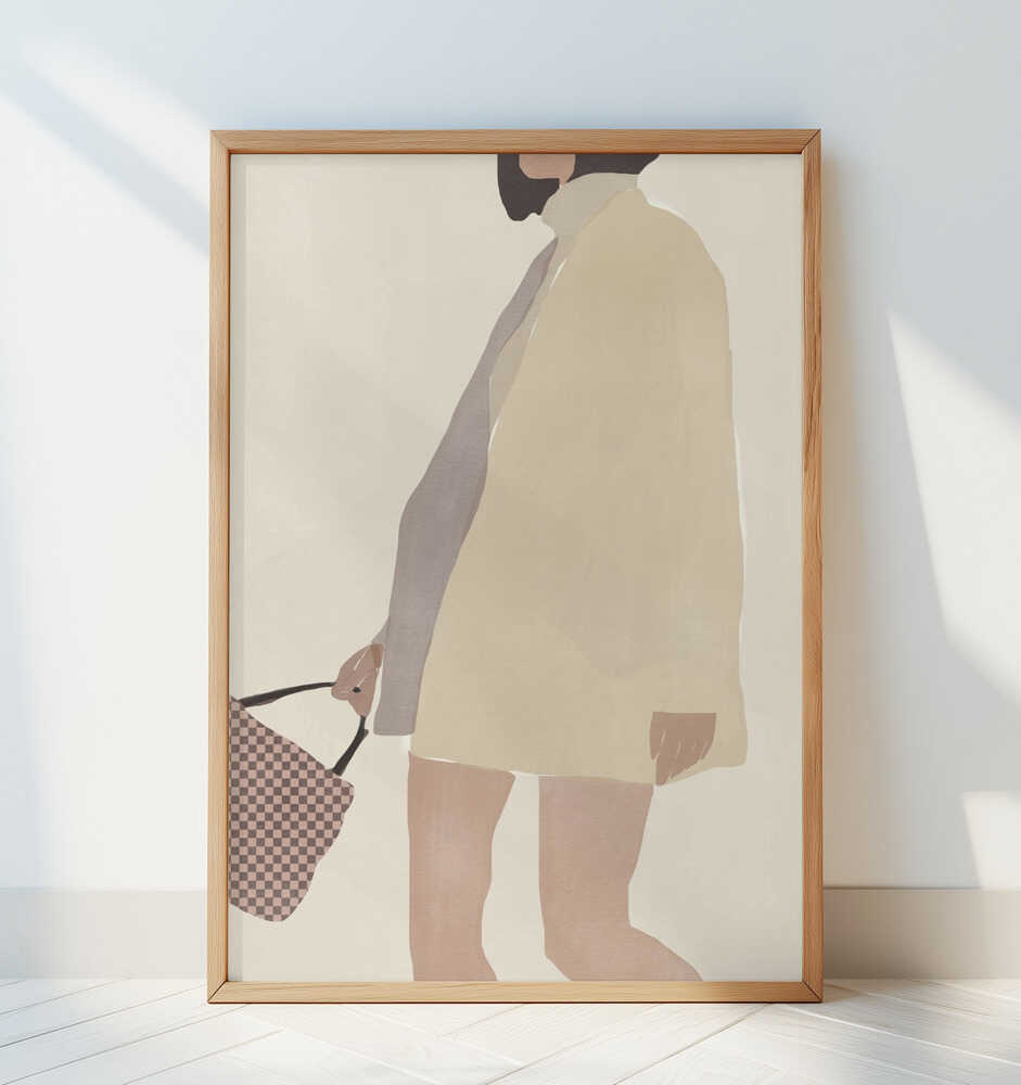 Stylish Figure Holding a Patterned Handbag - Art Print by Little Dean