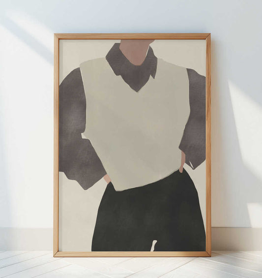 Minimalist Figure in a Monochrome Outfit - Art Print by Little Dean