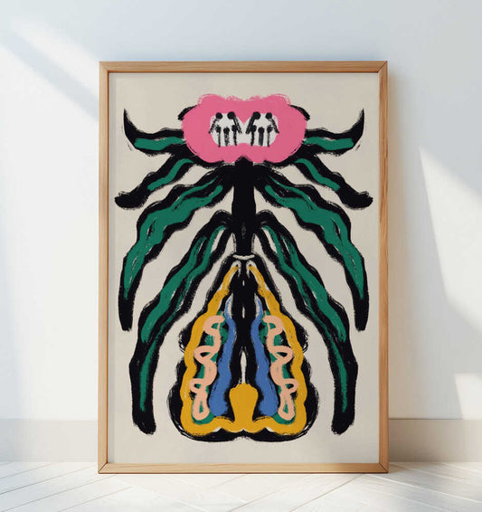 Symmetrical Design with a Pink Flower - Art Print by Little Dean