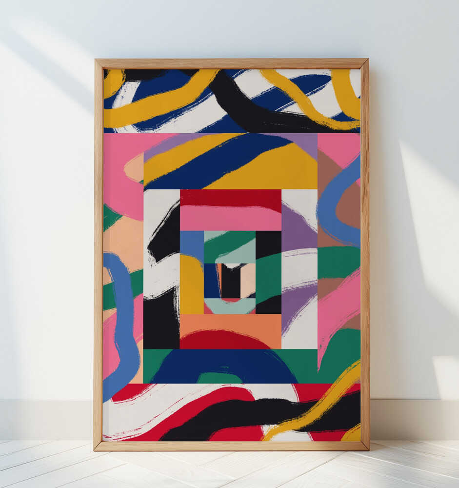 Geometric Shapes and Bold Brushstrokes - Art Print by Little Dean