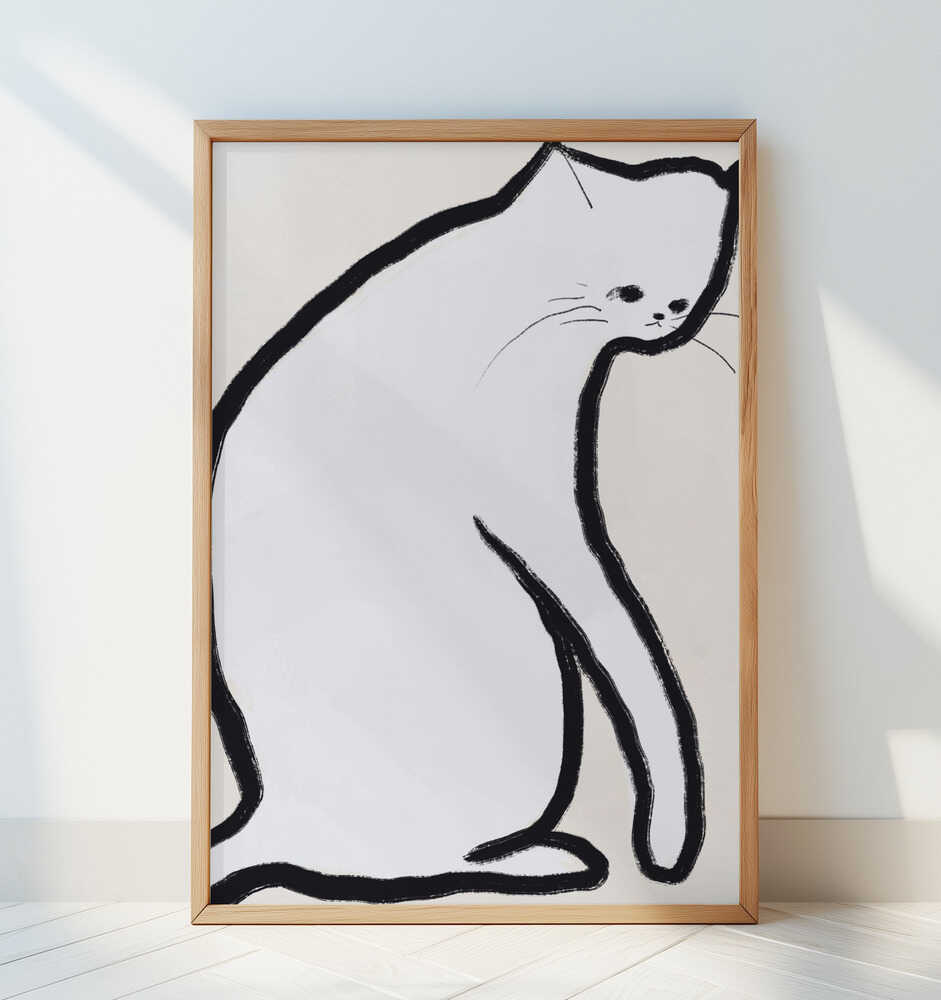 White cat - Art Print by Little Dean