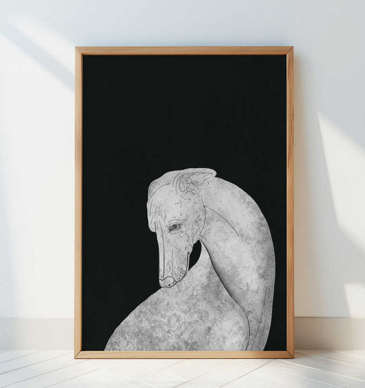 Greyhound black and white - Art Print by Little Dean