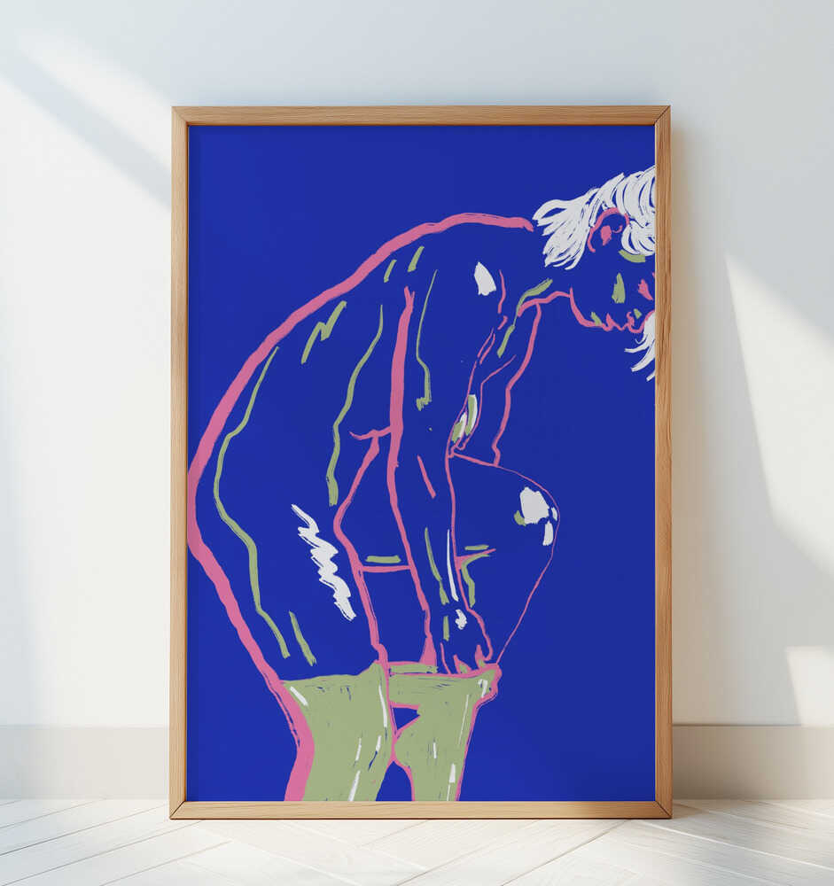 Nude in green leggings - Art Print by Little Dean