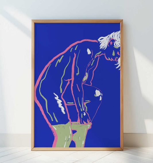 Nude in green leggings - Art Print by Little Dean