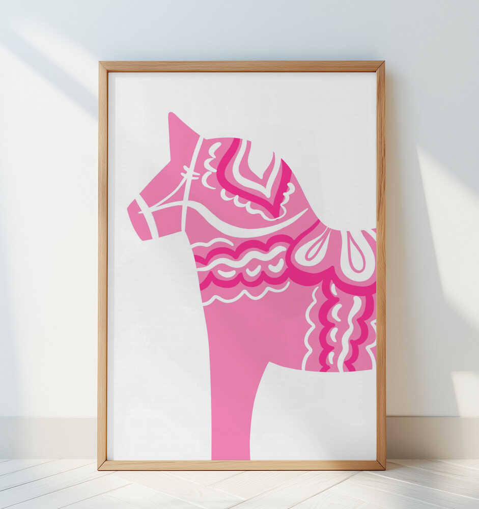 Pink Dala Silhouette - Art Print by Athene Fritsch