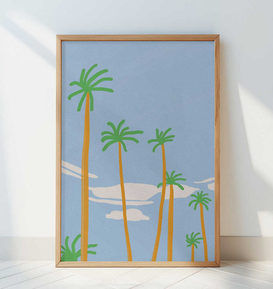 Palm Trees Against A Clear Blue sky - Art Print by Little Dean