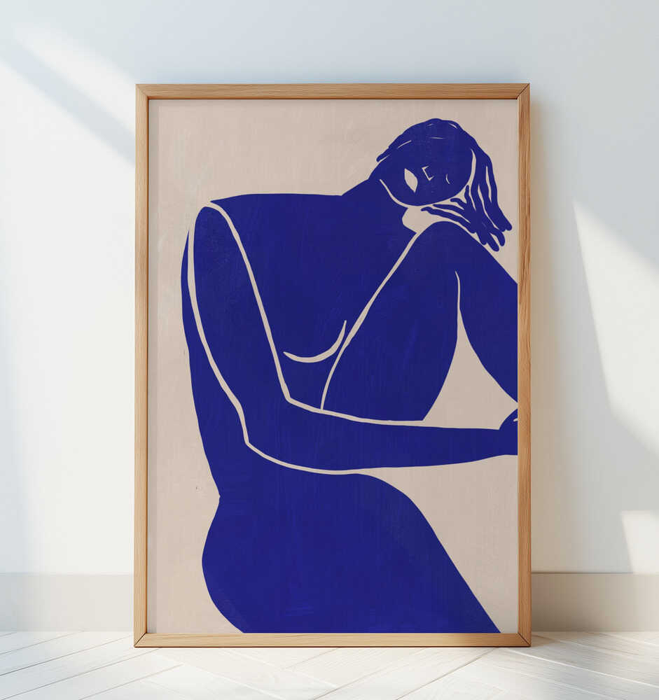 Minimalist Blue Silhouette Figure - Art Print by Little Dean