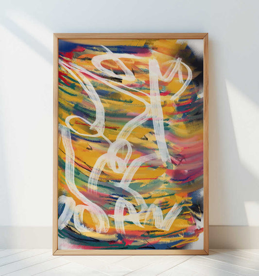 Chaos color large abstract - Art Print by Little Dean