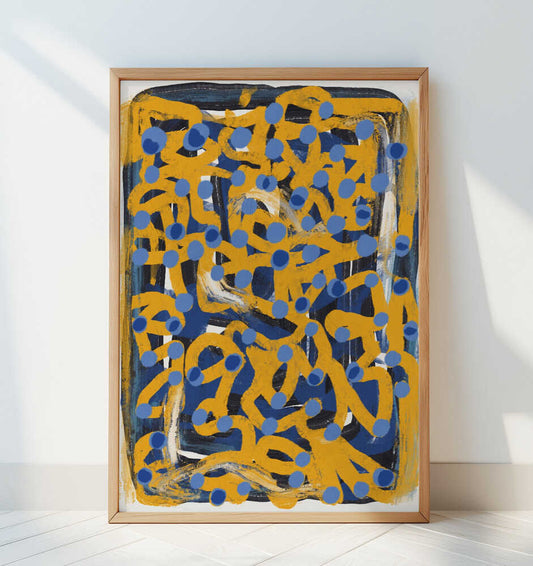 Abstract Blue Polka Dot - Art Print by Little Dean