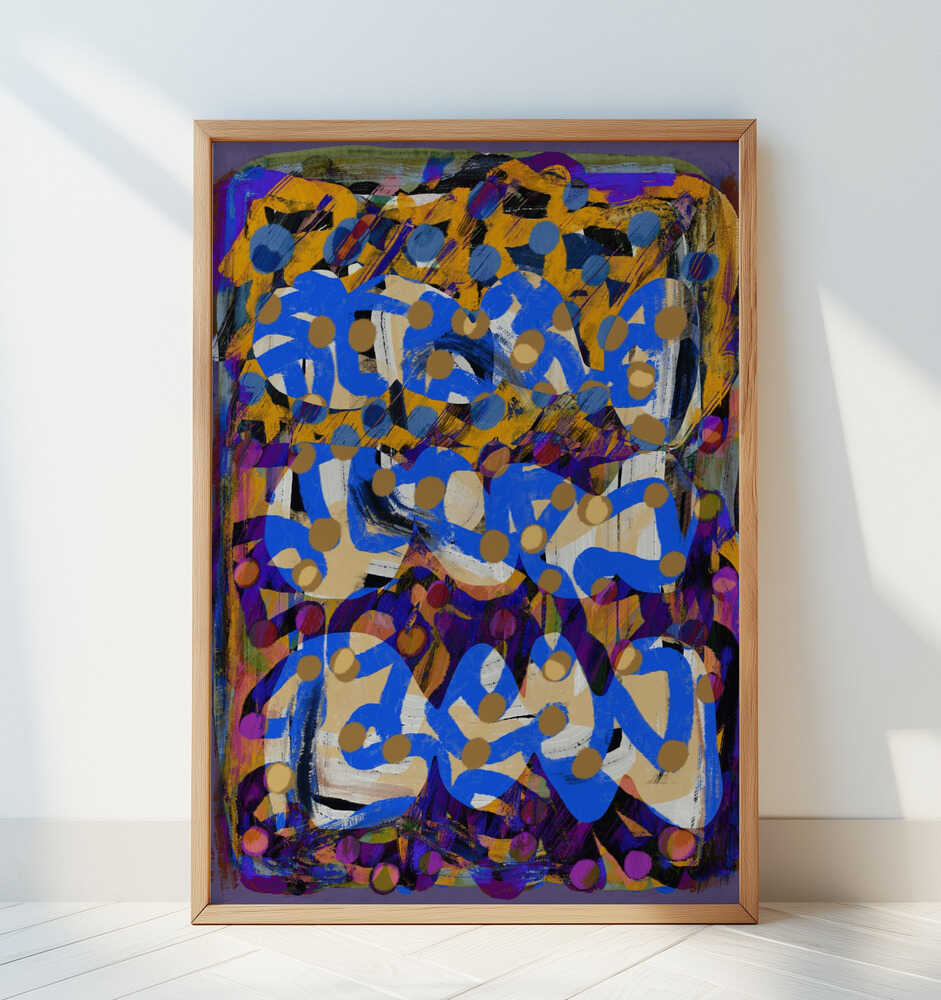 Line art abstract purple substract - Art Print by Little Dean