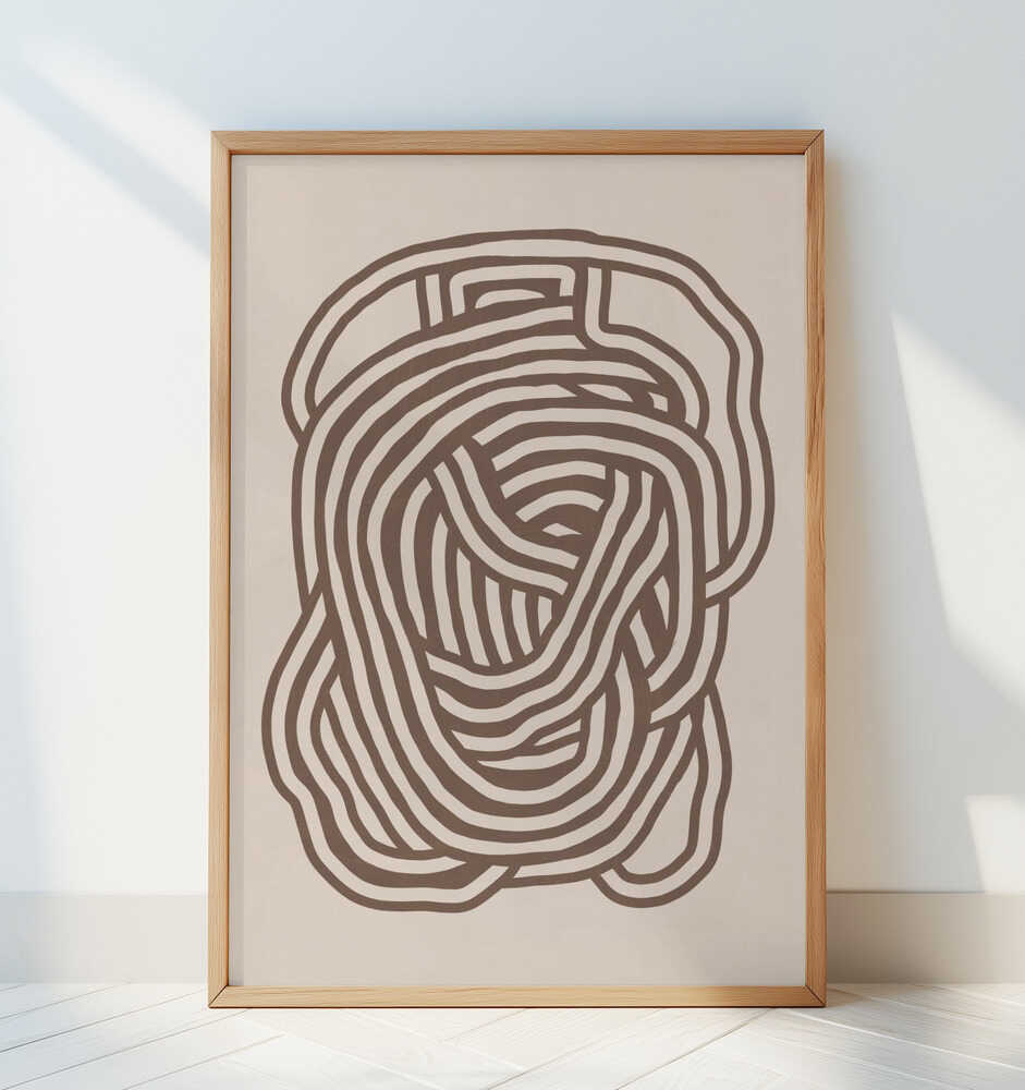 Line art organic shape in beige - Art Print by Little Dean