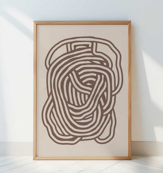 Line art organic shape in beige - Art Print by Little Dean