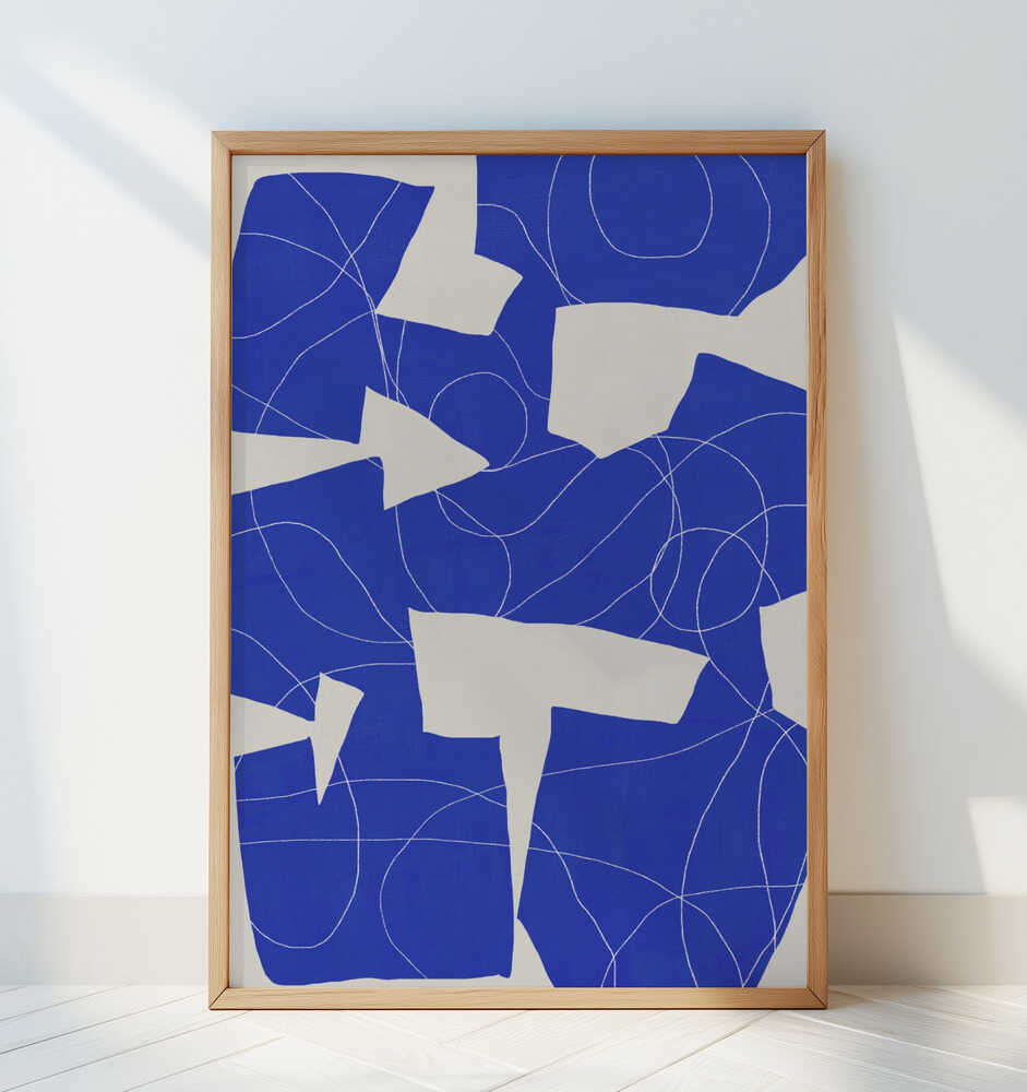 Bold Blue Geometric Shapes - Art Print by Little Dean