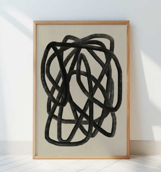 Black Loops On A Beige Canvas - Art Print by Little Dean