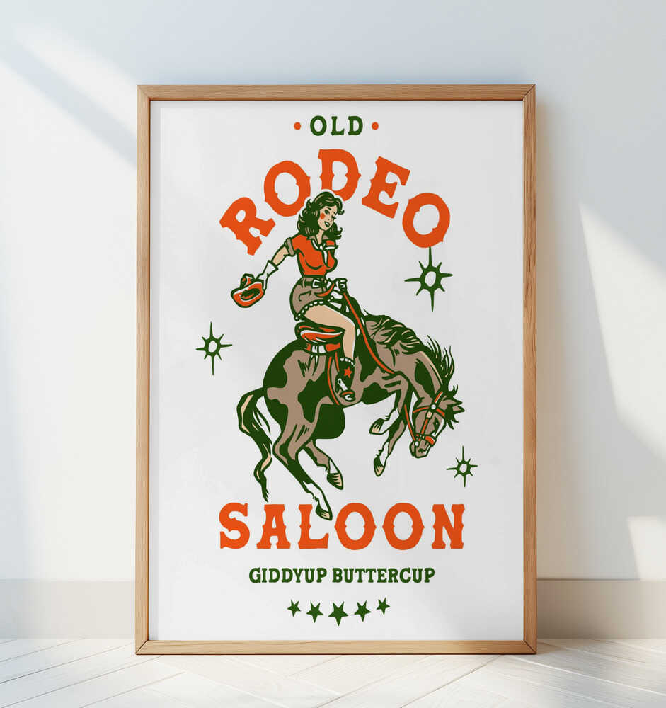 Old Rodeo Saloon Cowgirl: Giddyup Buttercup - Art Print by The Whiskey Ginger