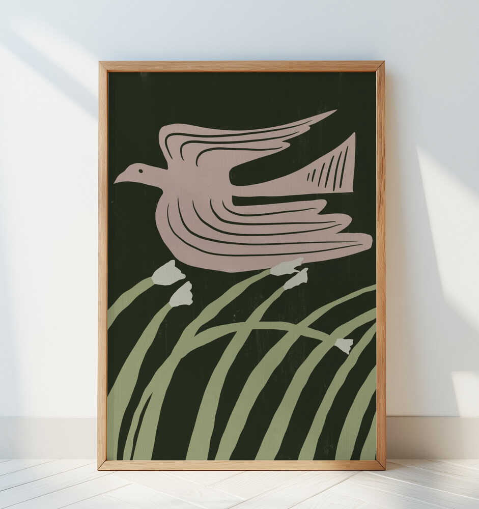 Stylized Bird In Flight - Art Print by Little Dean