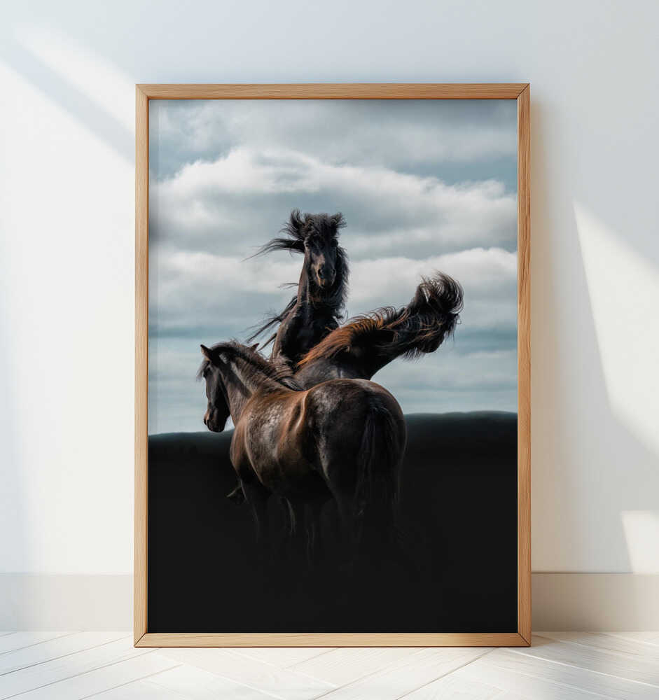 Three Horses - Art Print by Aidong Ning
