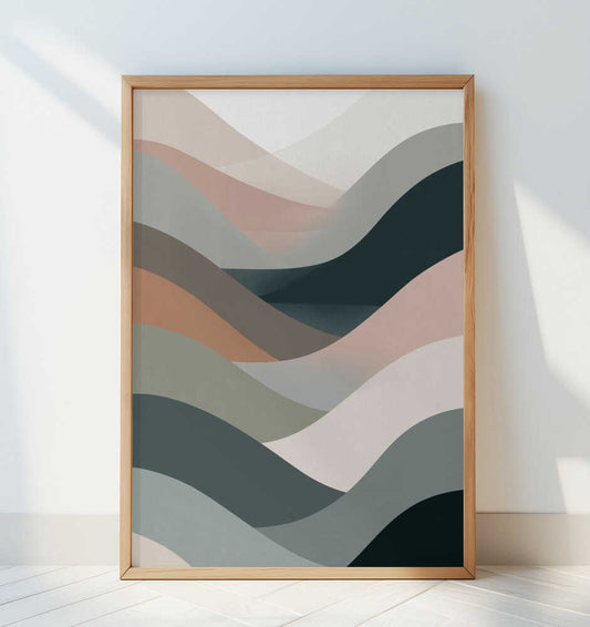 Hills In Earthy Tones Of Green - Art Print by Little Dean