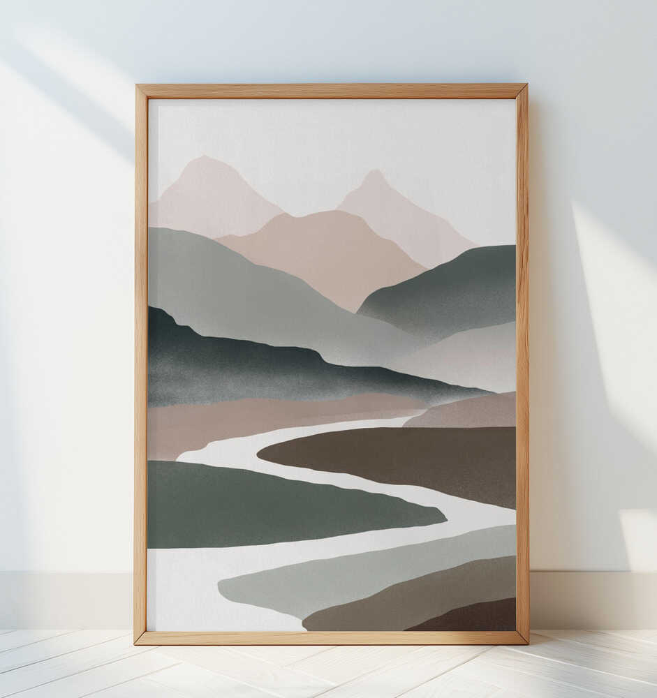 Serene Mountain Silhouettes - Art Print by Little Dean