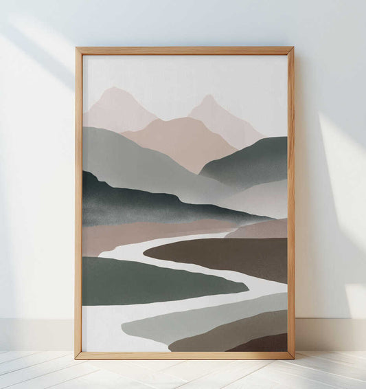 Serene Mountain Silhouettes - Art Print by Little Dean
