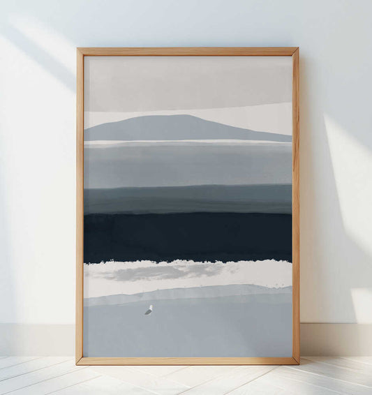 Coastal Landscape With Minimalist Abstraction - Art Print by Little Dean