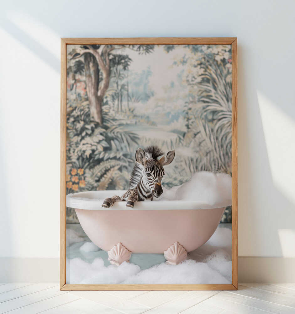 Zebra’s Bath Time - Art Print by Niky Rahner