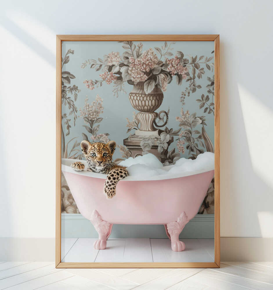 Leopard’s Pink Bubble Bath - Art Print by Niky Rahner