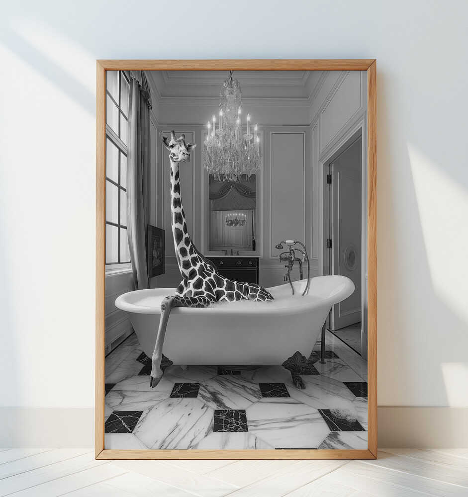 Giraffe Glam Soak - Art Print by Niky Rahner