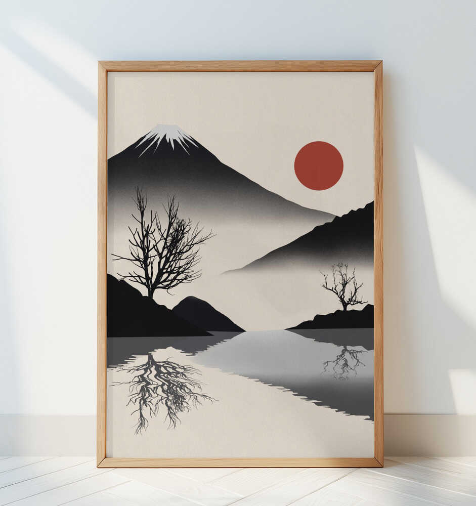 Zen landscape in black - Art Print by Little Dean