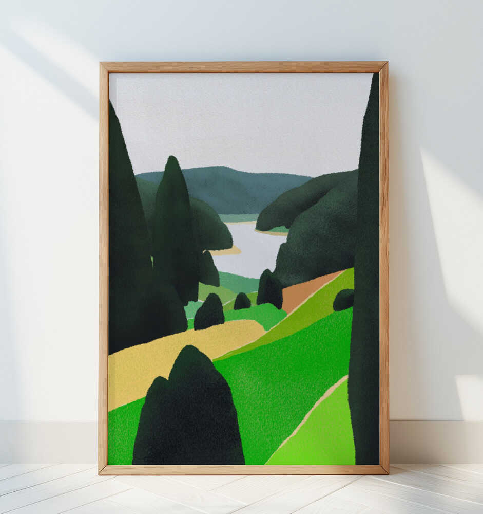 Lake In Further Distance - Art Print by Little Dean