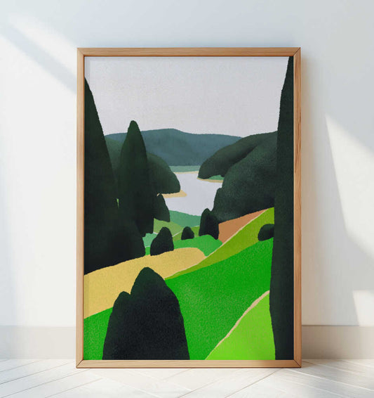Lake In Further Distance - Art Print by Little Dean