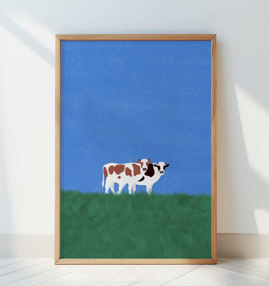 Cows In The Grass - Art Print by Little Dean