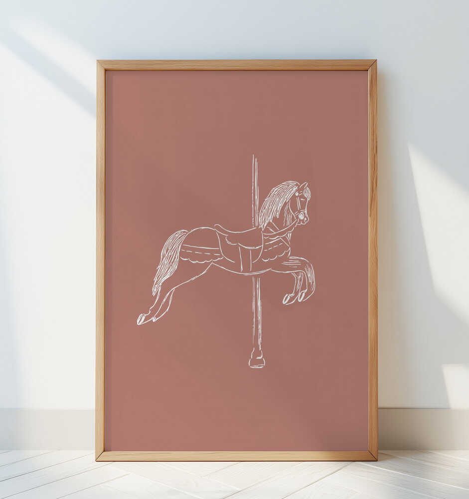 Circus Horse Vintage Red - Art Print by Aminah Eleonora