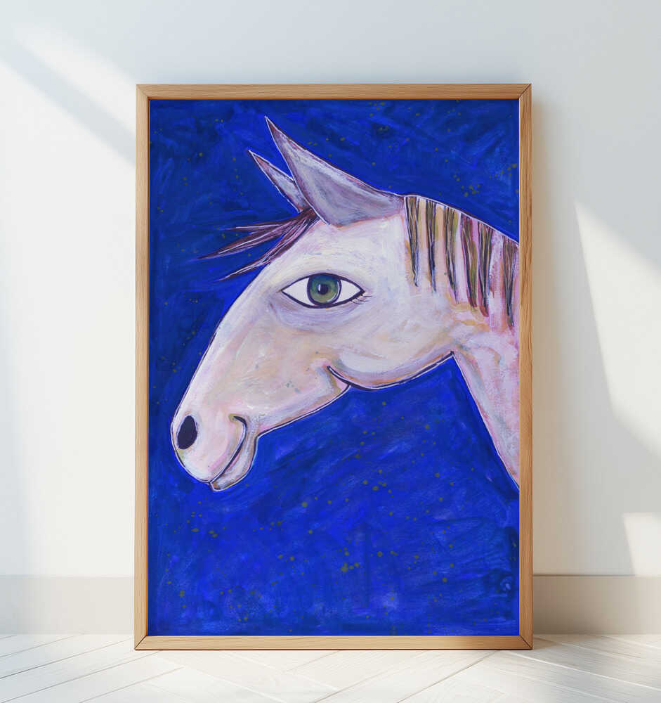 Dreaming of Horses Luminous Blue - Art Print by Sharyn Bursic