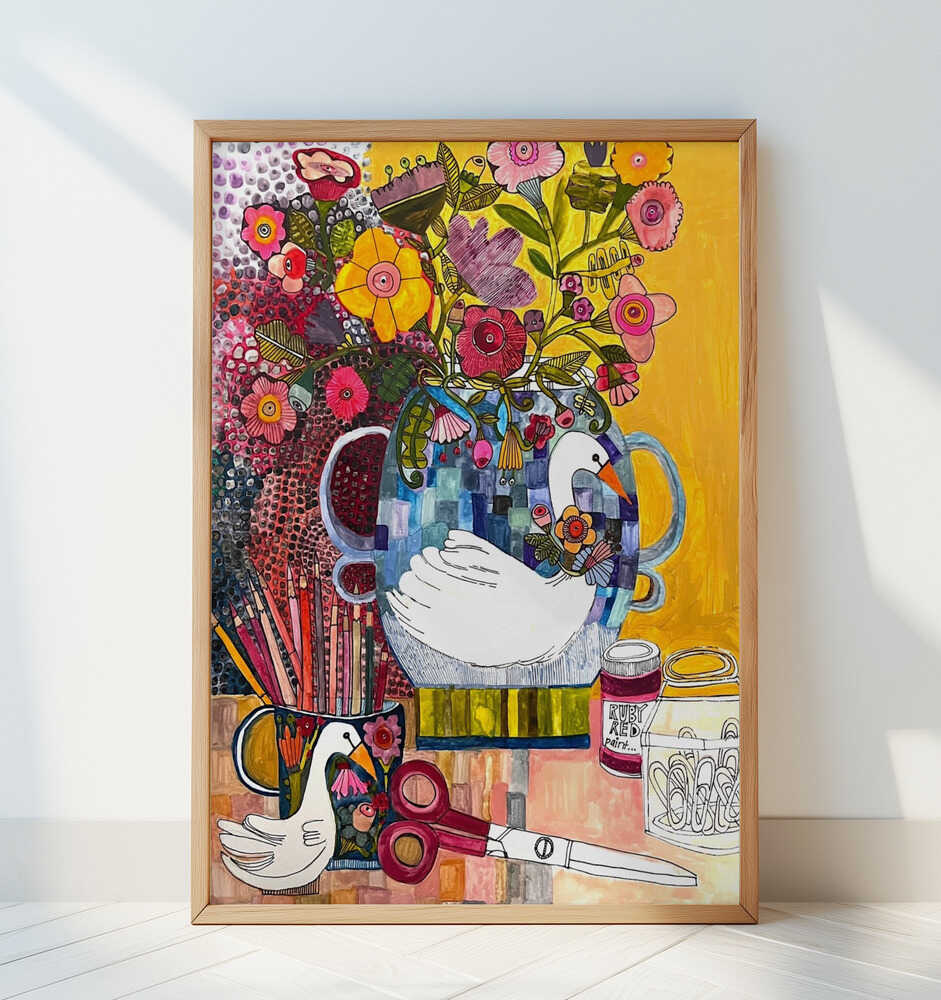 Still Life Swans - Art Print by Sharon Nullmeyer