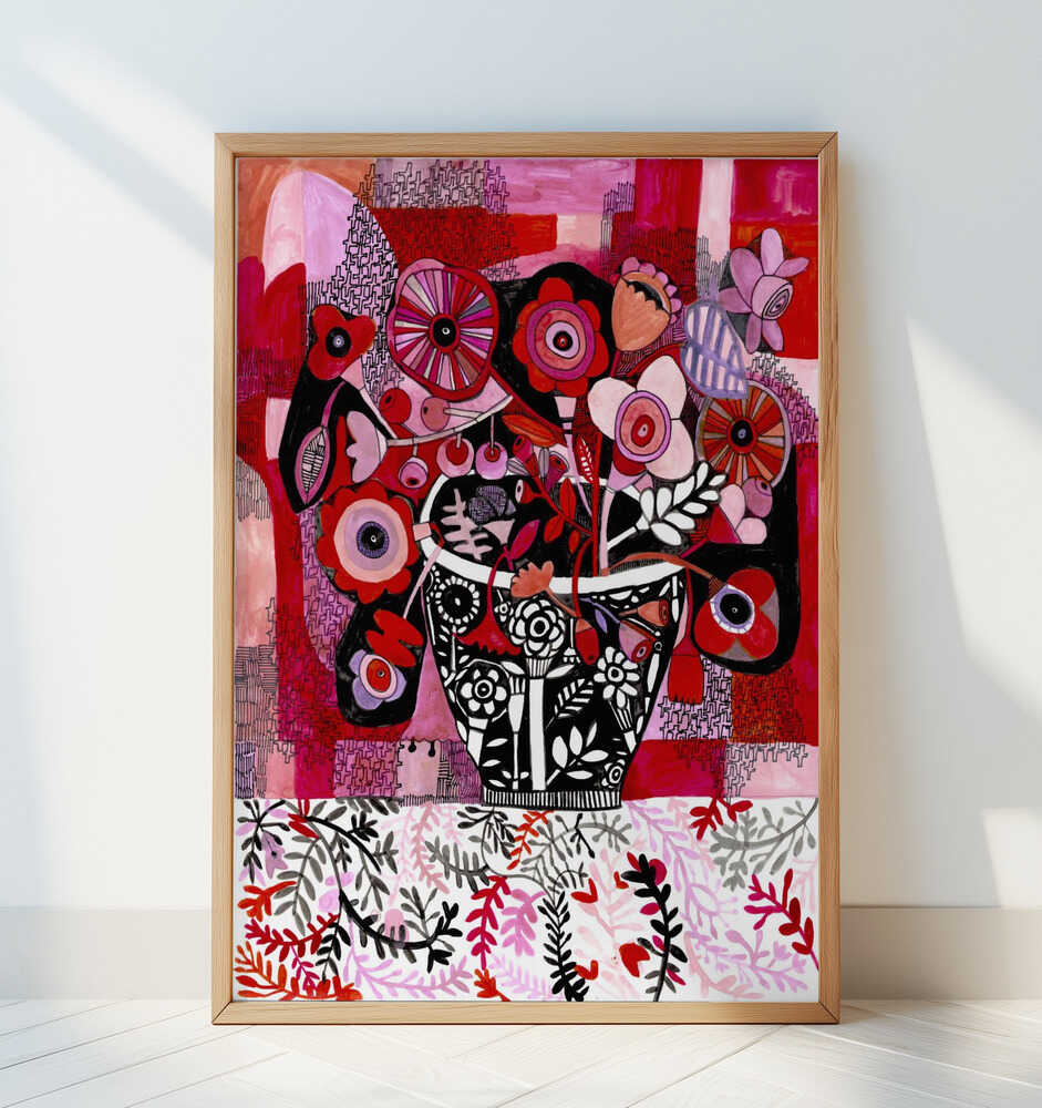 Shades of Pink Still Life - Art Print by Sharon Nullmeyer