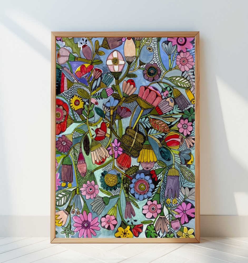 Blue Floral - Art Print by Sharon Nullmeyer