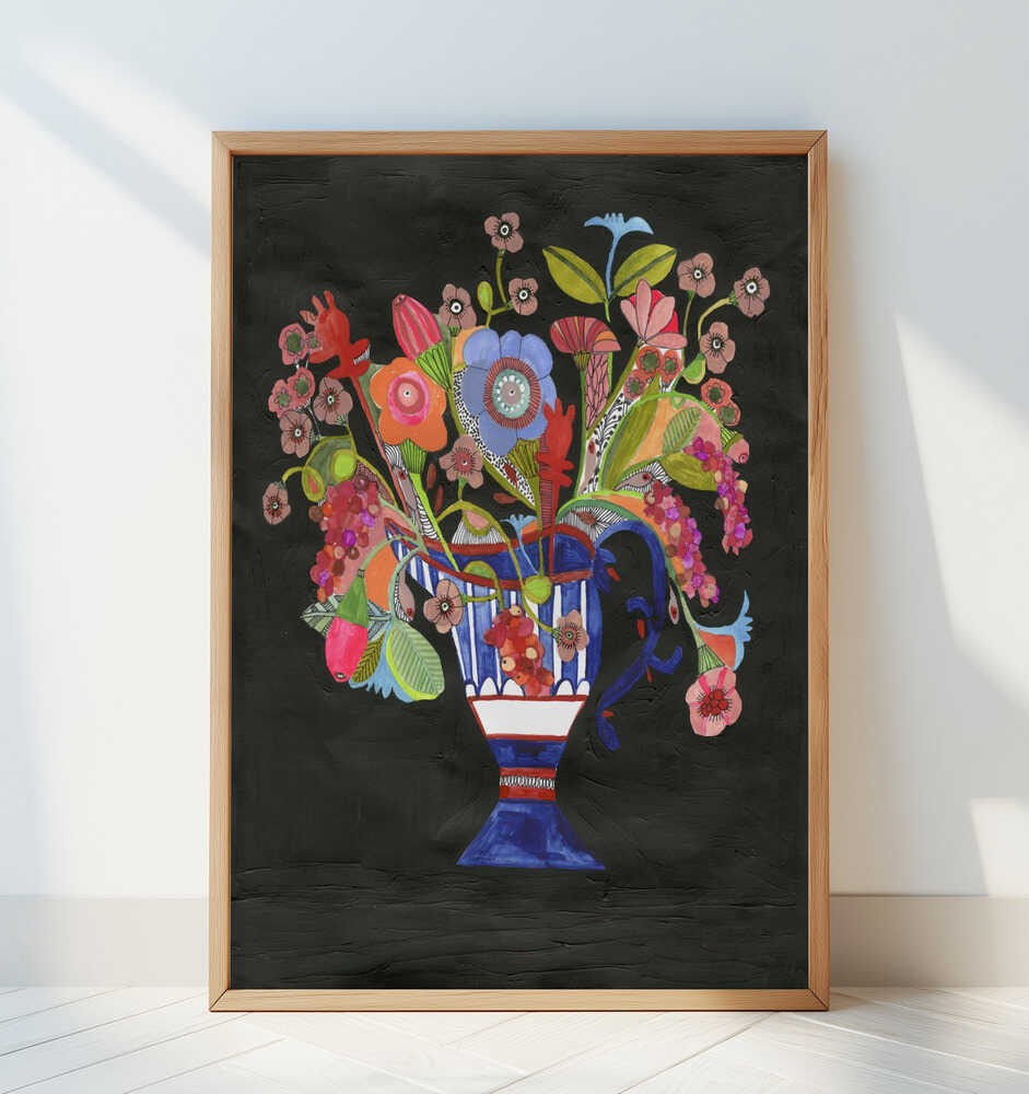 Vase Black Background  Celebrate - Art Print by Sharon Nullmeyer
