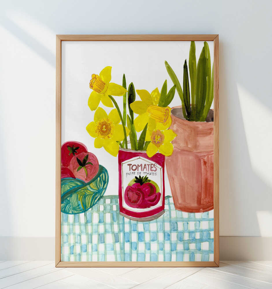 Tomatos and Daffodils - Art Print by Sharon Nullmeyer