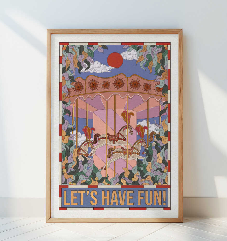 Let's Have Fun - With Text - Art Print by OMG Kitty