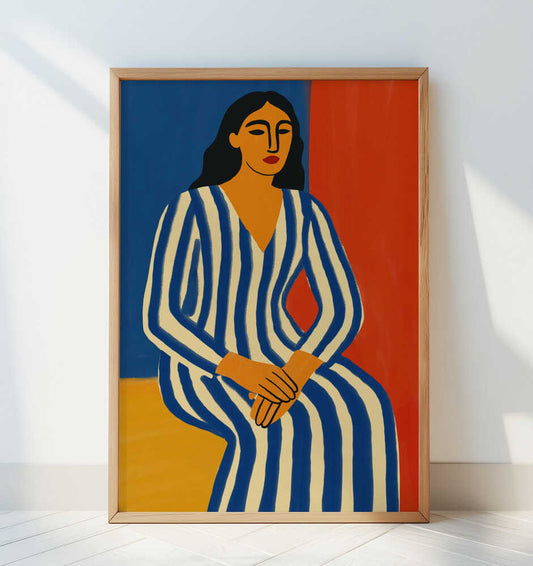 Woman in Striped Dress - Art Print by Little Dean